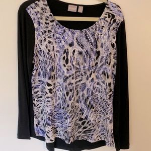 Chicos Navy/Blue Paisley Long Sleeved Blouse Sz. 2